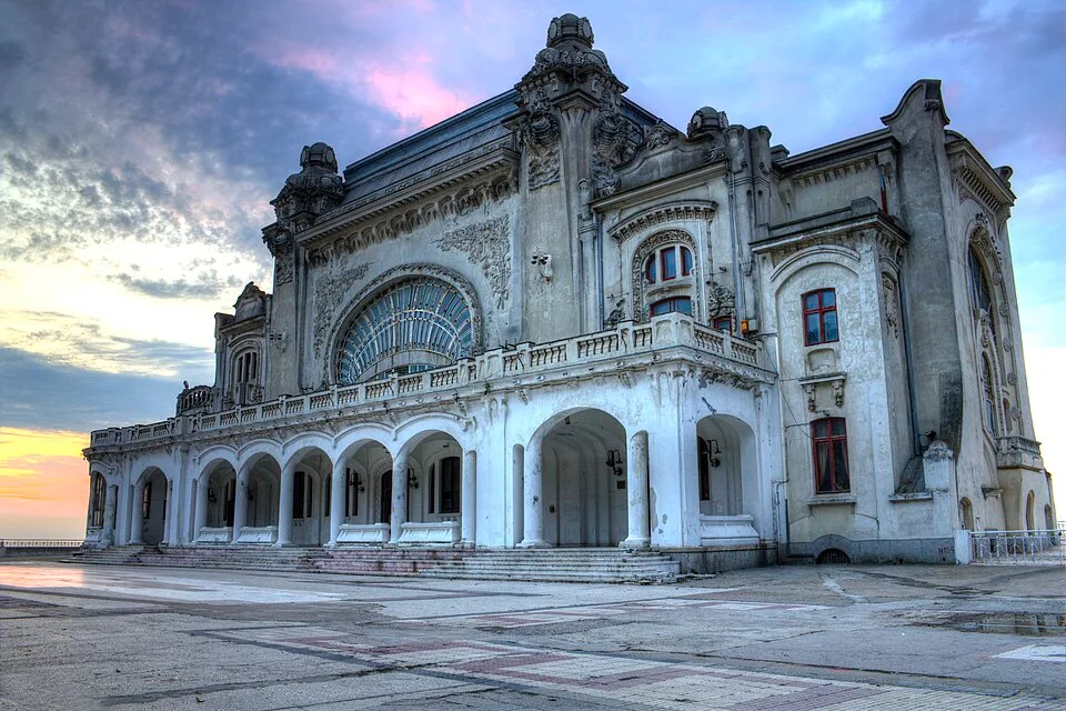 Sunrise over Constanța Casino and the seafront