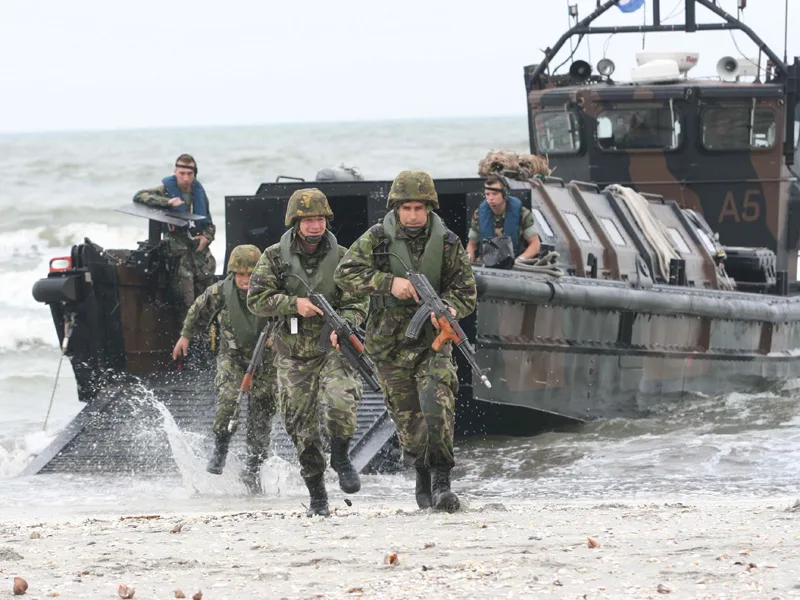 Beach landscape at Vadu during a Romanian marine infantry landing exercise