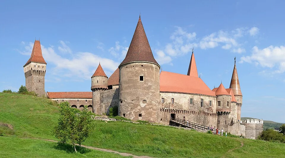 Deva Citadel context image 1: Corvin Castle in Hunedoara with Gothic towers and bridge.