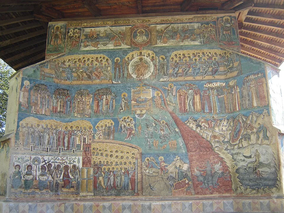 Moldovița Monastery context image 1: The Last Judgment fresco at Voroneț Monastery.