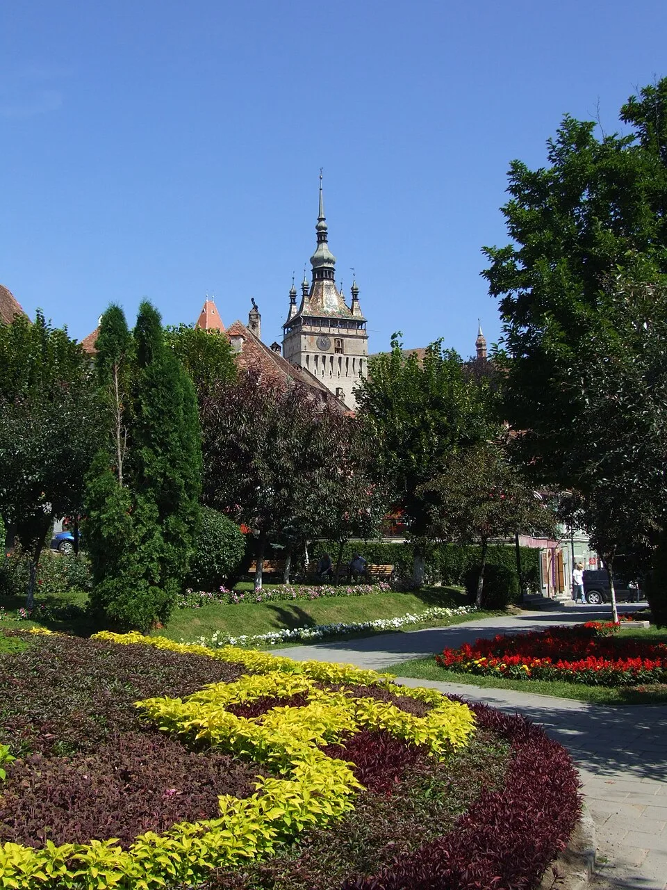 Sighișoara Clock Tower: Sighișoara Clock Tower viewed from the park.